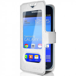 Housse Coque Etui S-view Universel S Couleur Blanc pour Samsung Galaxy Trend Lite