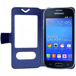 Housse Coque Etui S-view Universel S Couleur Bleu pour Samsung Galaxy Trend Lite