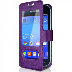Housse Coque Etui S-view Universel S Couleur Violet pour Samsung Galaxy Trend Lite