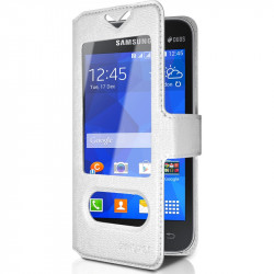Housse Coque Etui S-view Universel S Couleur Blanc pour Samsung Galaxy Ace 4