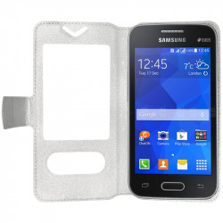 Housse Coque Etui S-view Universel S Couleur Blanc pour Samsung Galaxy Ace 4
