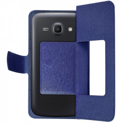 Housse Coque Etui S-view Universel S Couleur Bleu pour Samsung Galaxy Ace 4