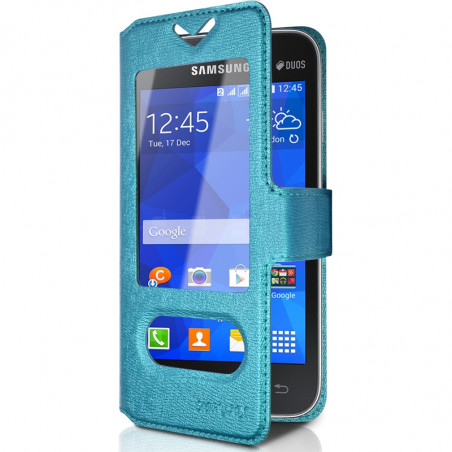 Housse Coque Etui S-view Universel S Couleur Bleu Clair pour Samsung Galaxy Ace 4