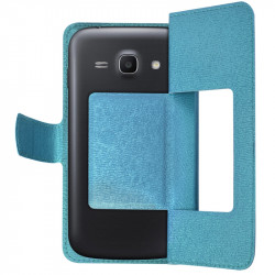 Housse Coque Etui S-view Universel S Couleur Bleu Clair pour Samsung Galaxy Ace 4