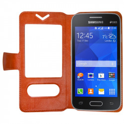 Housse Coque Etui S-view Universel S Couleur Orange pour Samsung Galaxy Ace 4