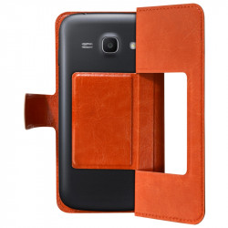 Housse Coque Etui S-view Universel S Couleur Orange pour Samsung Galaxy Ace 4