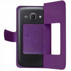 Housse Coque Etui S-view Universel S Couleur Violet pour Samsung Galaxy Ace 4