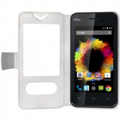 Housse Coque Etui S-view Universel S Couleur Blanc pour Wiko Sunset