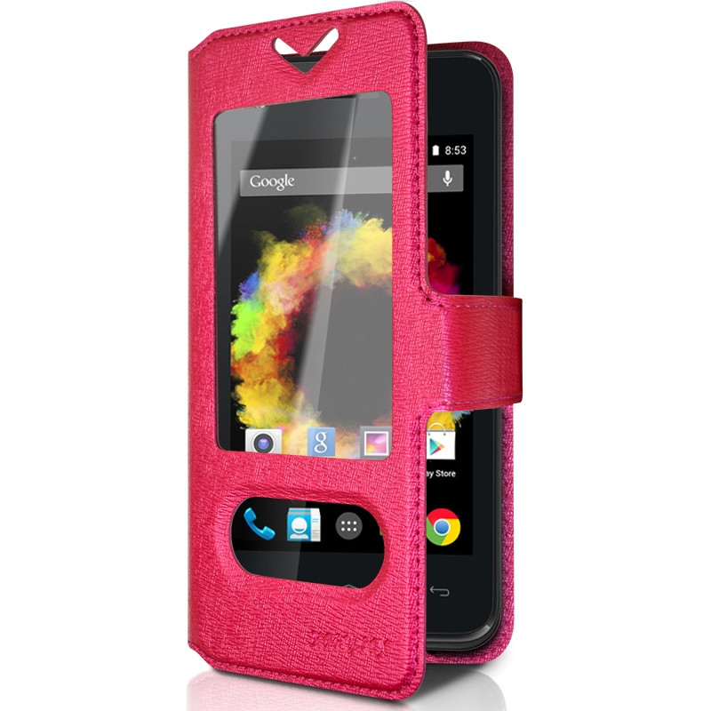 Housse Coque Etui S-view Universel Couleur Rose Fushia pour Archos 50b Platinium