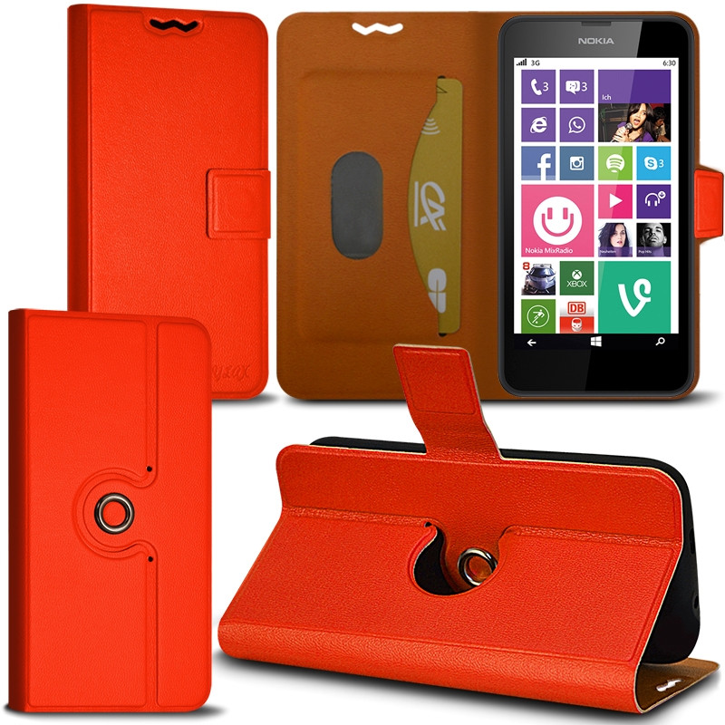 Housse Coque Etui Fonction Support 360 degrés Universel S couleur Orange pour Nokia Lumia 635