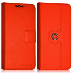 Housse Coque Etui Fonction Support 360 degrés Universel S couleur Orange pour Nokia Lumia 635