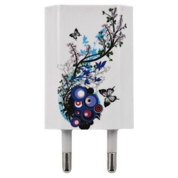 Chargeur auto secteur usb motif HF01 pour Samsung Galaxy : Star, Star 2, Alpha, Young, Young2, Nexus, Teos, Neos, Mini, Win,