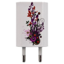 Chargeur auto secteur usb motif HF12 pour Samsung Galaxy : S2, S3, S4, S4 mini, S4 Zoom, S4 Active, S5, S5 mini, S5 Active,