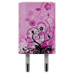 Chargeur auto secteur usb motif HF17 pour Wiko : Goa, Birdy 4G, Rainbow, Iggy, Bloom, Slide, Cink Five, Cink Slim, Cink Peax