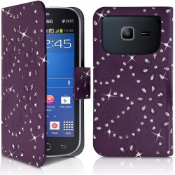 Housse Coque Etui Portefeuille Motif Diamant Universel S couleur violet pour Samsung Galaxy Trend Lite