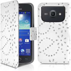 Housse Coque Etui Portefeuille Motif Diamant Universel S couleur blanc pour Samsung Galaxy Ace 4