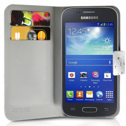 Housse Coque Etui Portefeuille Motif Diamant Universel S couleur blanc pour Samsung Galaxy Ace 4