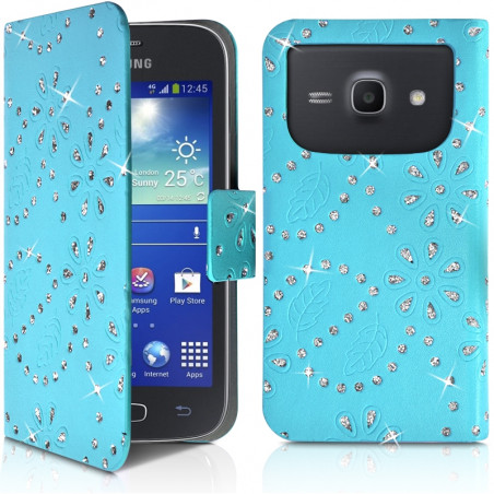 Housse Coque Etui Portefeuille Motif Diamant Universel S couleur bleu clair pour Samsung Galaxy Ace 4