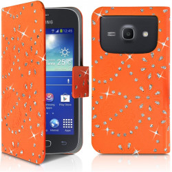 Housse Coque Etui Portefeuille Motif Diamant Universel S couleur orange pour Samsung Galaxy Ace 4