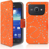 Housse Coque Etui Portefeuille Motif Diamant Universel S couleur orange pour Samsung Galaxy Ace 4