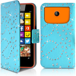 Housse Coque Etui Portefeuille Motif Diamant Universel S couleur bleu clair pour Nokia Lumia 635