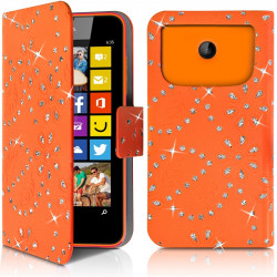 Housse Coque Etui Portefeuille Motif Diamant Universel S couleur orange pour Nokia Lumia 635