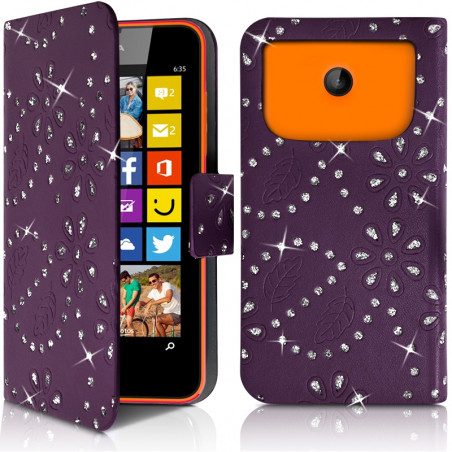 Housse Coque Etui Portefeuille Motif Diamant Universel S couleur violet pour Nokia Lumia 635