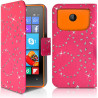 Housse Coque Etui Portefeuille Motif Diamant Universel S couleur rose fushia pour Nokia Lumia 532