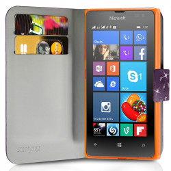 Housse Coque Etui Portefeuille Motif Diamant Universel S couleur violet pour Nokia Lumia 532