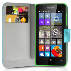 Housse Coque Etui Portefeuille Motif Diamant Universel S couleur bleu clair pour Nokia Lumia 435