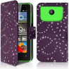 Housse Coque Etui Portefeuille Motif Diamant Universel S couleur violet pour Nokia Lumia 435