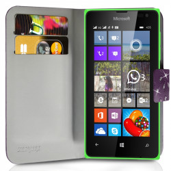 Housse Coque Etui Portefeuille Motif Diamant Universel S couleur violet pour Nokia Lumia 435