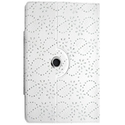 Housse Etui Diamant Universel M couleur Blanc pour Tablette Aoson M787T GPS 3G 7,9"