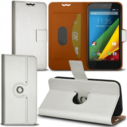 Housse Coque Etui Fonction Support 360 degrés Universel S couleur Blanc pour Motorola Moto G 4G