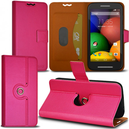 Housse Coque Etui Fonction Support 360 degrés Universel S couleur Rose Fushia pour Motorola Moto E