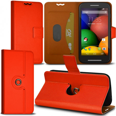 Housse Coque Etui Fonction Support 360 degrés Universel S couleur Orange pour Motorola Moto E