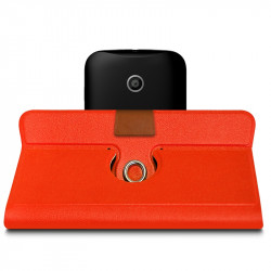 Housse Coque Etui Fonction Support 360 degrés Universel S couleur Orange pour Motorola Moto E