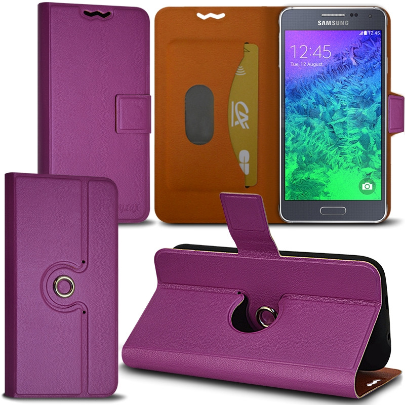 Housse Etui Fonction Support 360 degrés Universel M couleur Violet pour Samsung Galaxy Alpha