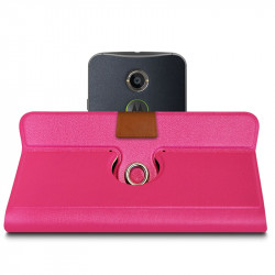 Housse Etui Fonction Support 360 degrés Universel M couleur Rose Fushia pour Motorola Moto X 2e Gen