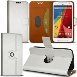 Housse Etui Fonction Support 360 degrés Universel M couleur Blanc pour Motorola Moto G 2e Gen