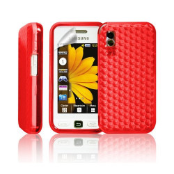 coque en gel rouge pour Samsung Player One S5230 + Film de protection