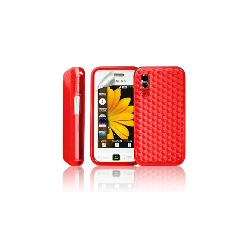 Housse étui coque en gel rouge pour Samsung Player One S5230 + Film de protection