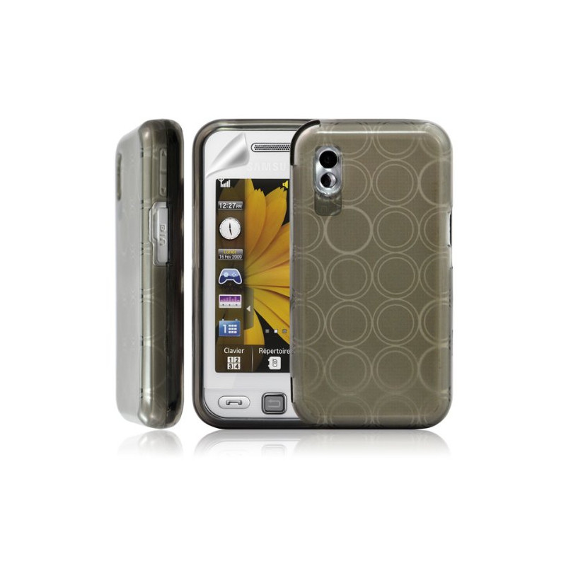 Housse coque etui gel rond transparent pour Samsung Player One S5230 couleur gris + Film protection