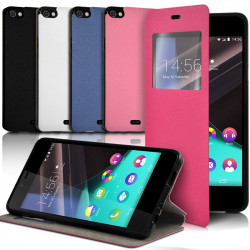 Housse Coque Etui S-View Fonction Support Couleur  pour Wiko Highway Pure