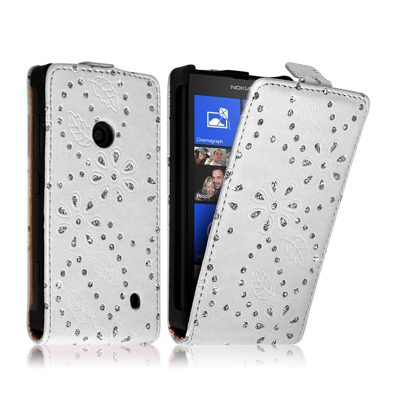 Housse Coque Etui Nokia Lumia 520 Style Diamant Couleur Blanc