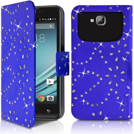 Etui Portefeuille Motif Diamant Universel S couleur bleu pour Logicom L-Ement 400