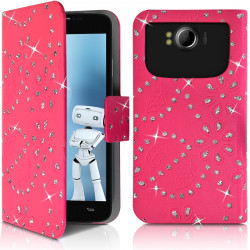 Housse Coque Etui Portefeuille Universel Style Diamant pour Archos 50 Helium 4G Couleur Noir