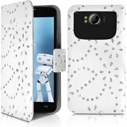 Housse Coque Etui Portefeuille Universel Style Diamant pour Archos 50 Helium 4G Couleur Noir