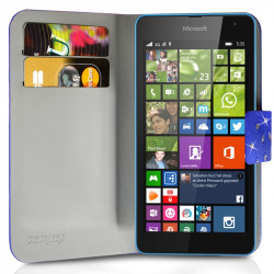 Housse Coque Etui Portefeuille Motif Diamant Universel M couleur bleu pour Nokia Lumia 535