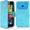 Housse Coque Etui Portefeuille Motif Diamant Universel M couleur bleu clair pour Nokia Lumia 535